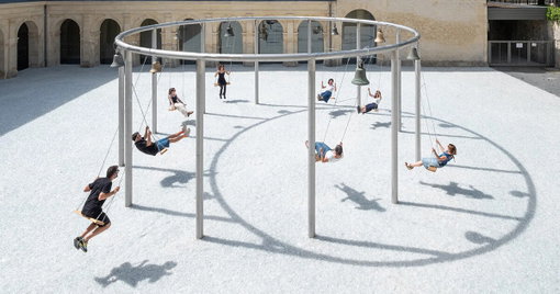 céleste boursier-mougenot composes music through a ring of swings and bells