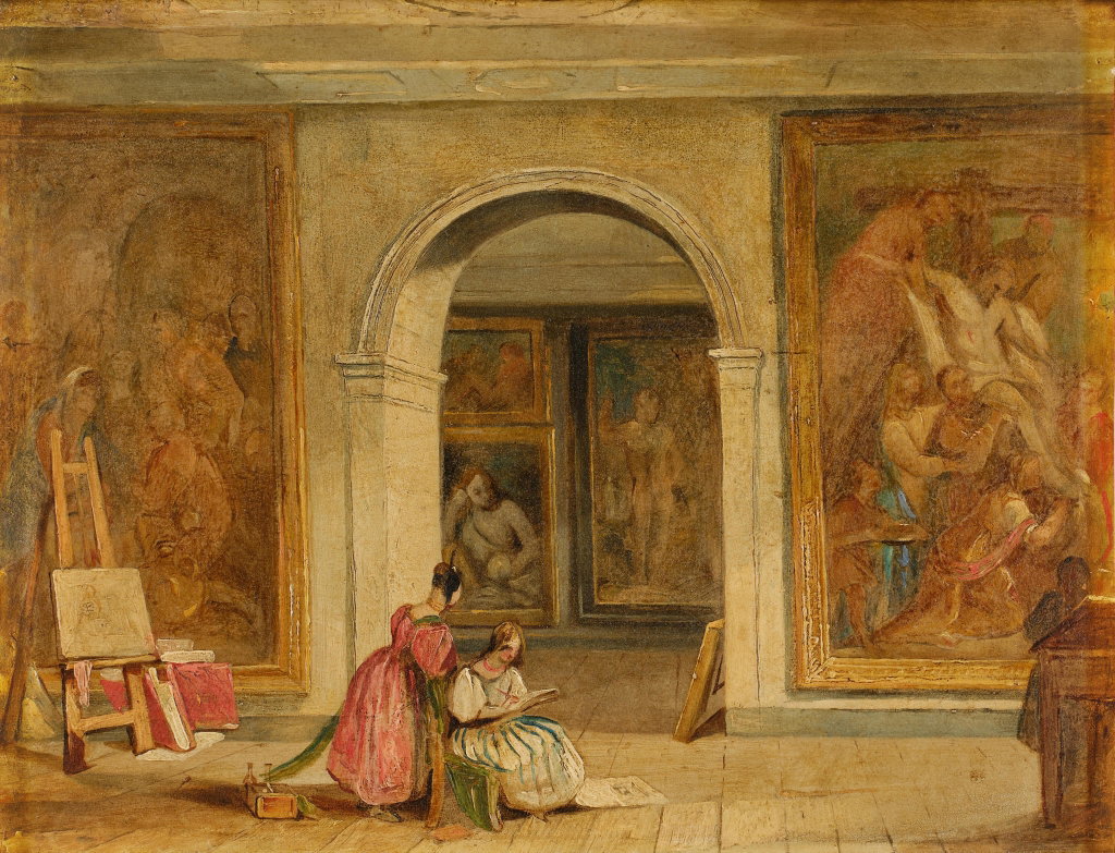 Sketching in the Louvre by Sir George Hayter sold for $19,200. Image courtesy of Sotheby's