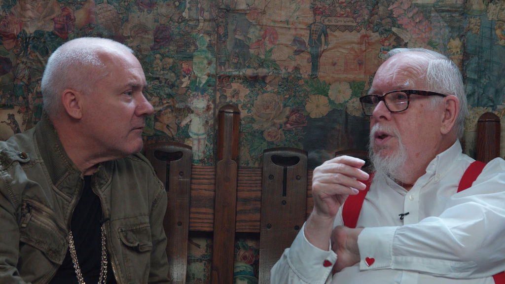 Damien Hirst visits Peter Blake’s studio