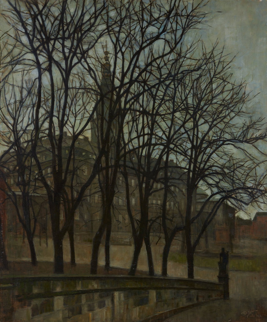 A View from the Stock Exchange of Copenhagen (Udsigt fra Børsen) (1944). Sold for $27,600 in 2026. Image courtesy of Phillips