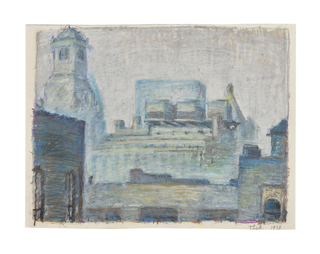 Cityscape with Rooftops by Paul Thek sold for $64,600 (387% above estimate). Image courtesy of Christie's