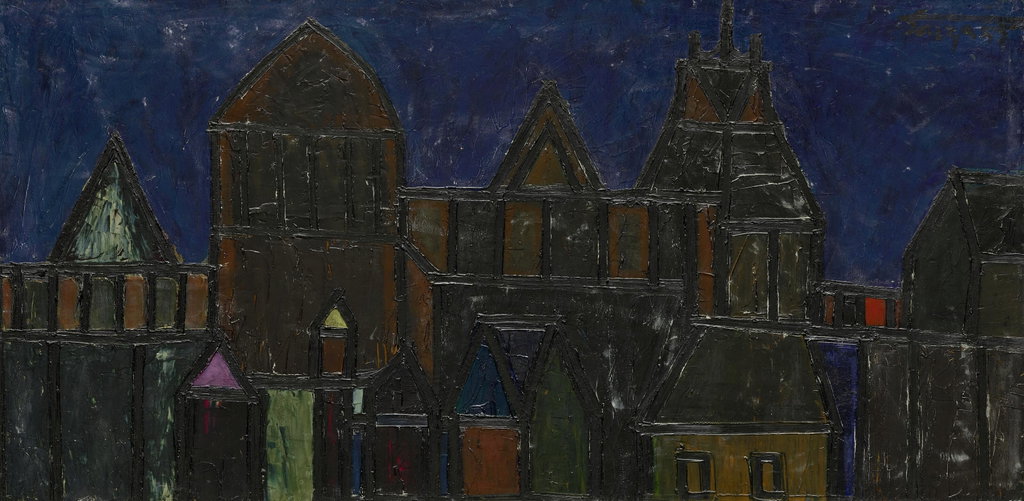 Building in Trafalgar Square by Francis Newton Souza estimated at $600,000 (low) to $800,000 (high). Image courtesy of Christie's