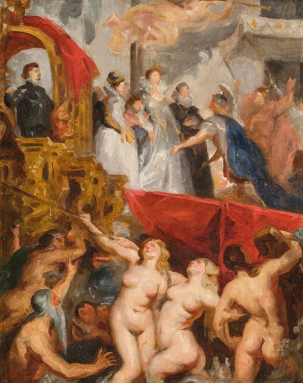 The Arrival of Maria Marsiglia after Rubens by Circle of Eugene Delacroix sold for $23,000. Image courtesy of Sotheby's