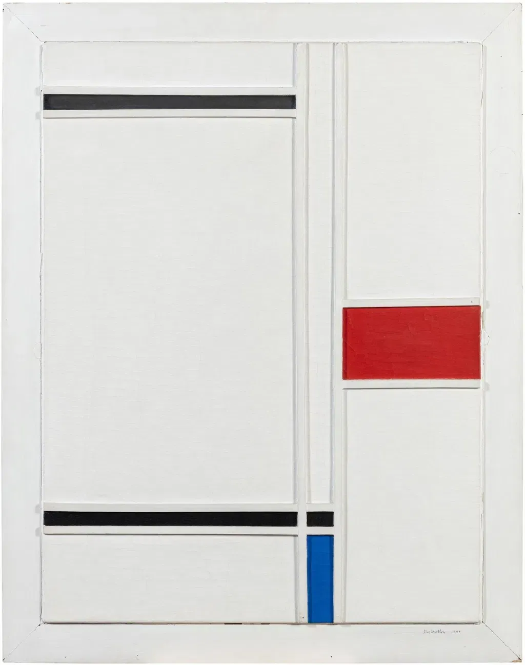 Marlow Moss's record-breaking 1944 work White, Black, Blue and Red. Image courtesy of Sotheby's