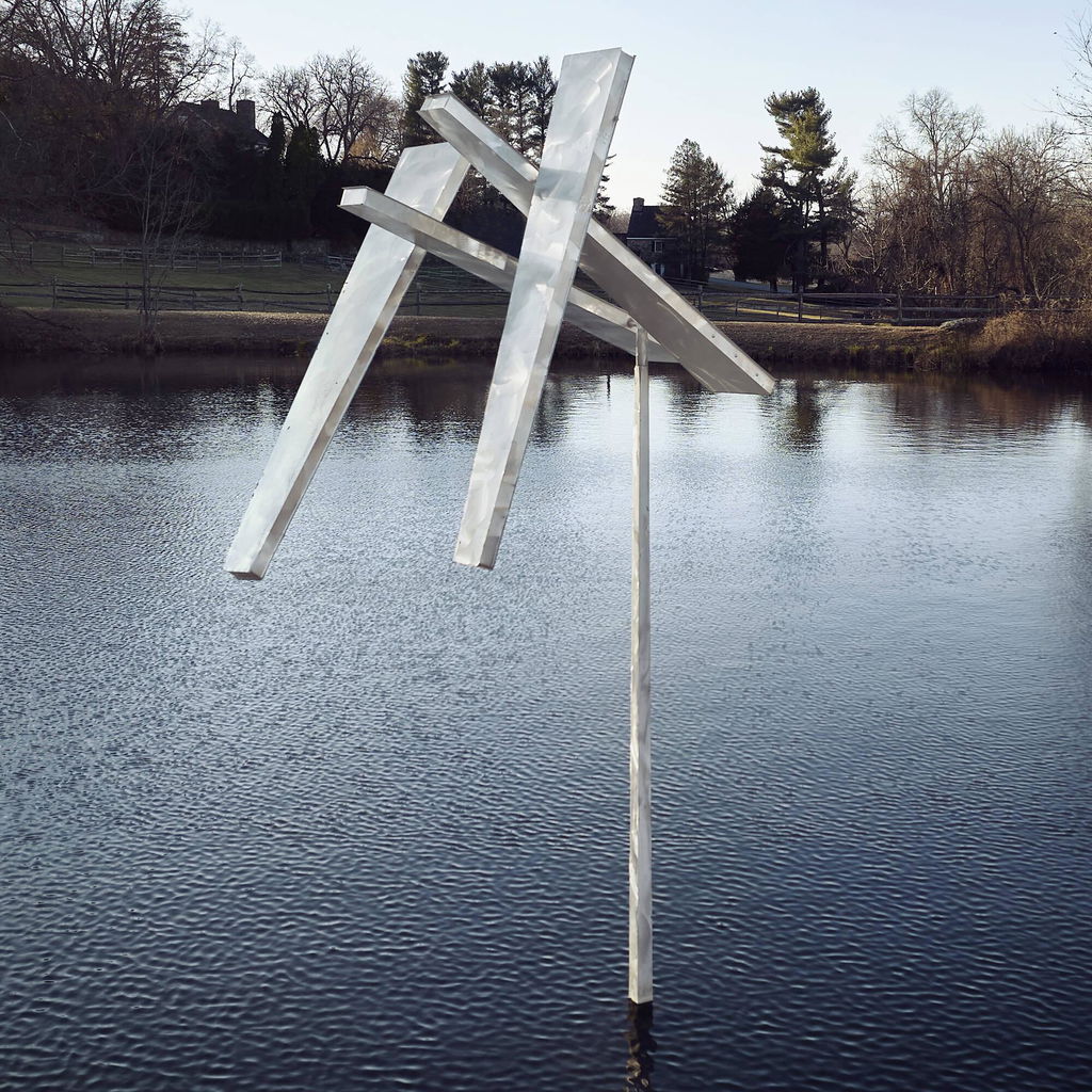 Four Trapezoids as Two Rectangles III by George Rickey sold for $243,200. Image courtesy of Rago