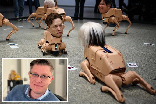 Bizarre robot dogs sporting Musk, Zuckerberg heads torment visitors in Berlin museum — as part of creepy influencer exhibit