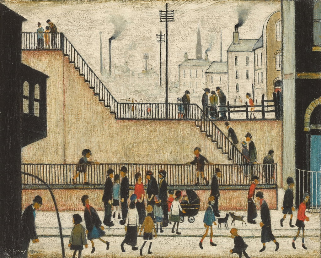 The Steps by L.S. Lowry estimated at $662,300 (low) to $927,300 (high). Image courtesy of Sotheby's
