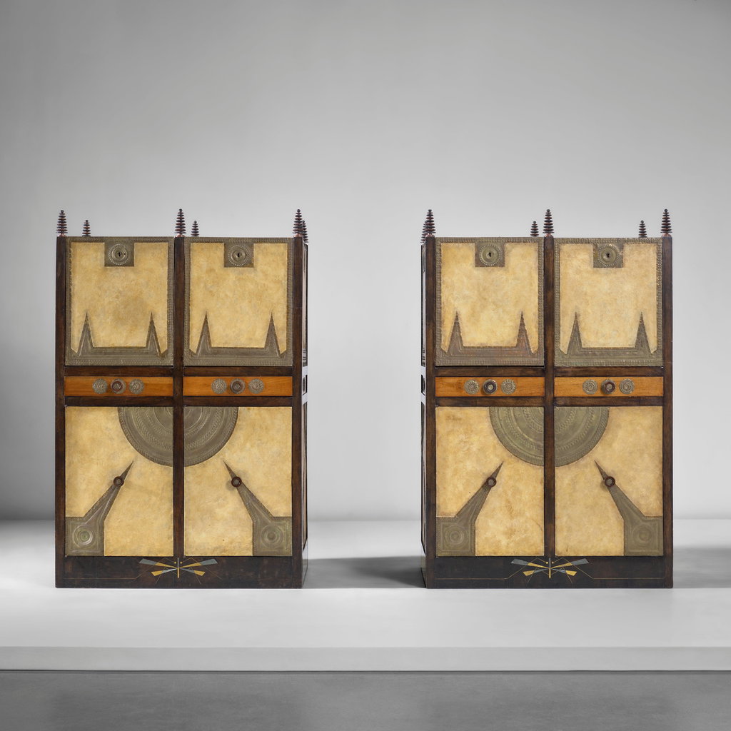 Pair of cabinets by Carlo Bugatti sold for $191,800. Image courtesy of Phillips