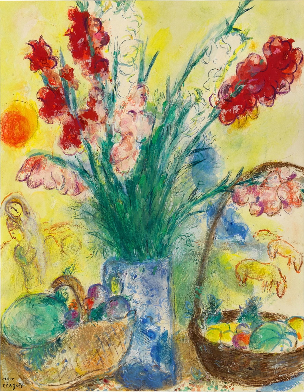 Les Glaïeuls by Marc Chagall estimated at $318,700 (low) to $573,700 (high). Image courtesy of Sotheby's