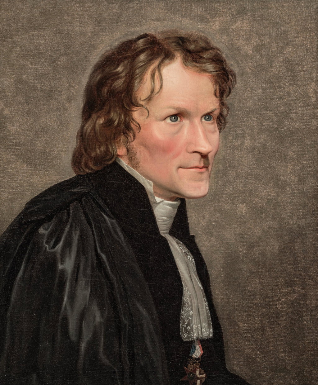 The Sculptor Bertel Thorvaldsen (Copy of the upper section of C. W. Eckersberg’s painting of 1814, presented to the Royal Danish Academy of Fine Arts) (Portræt af billedhuggeren Bertel Thorvaldsen (Kopi efter den øverste del af C.W. Eckersbergs maleri fra 1814, skænket Det danske Kunstakademi)) by Christen Kobke sold for $36,100. Image courtesy of Phillips
