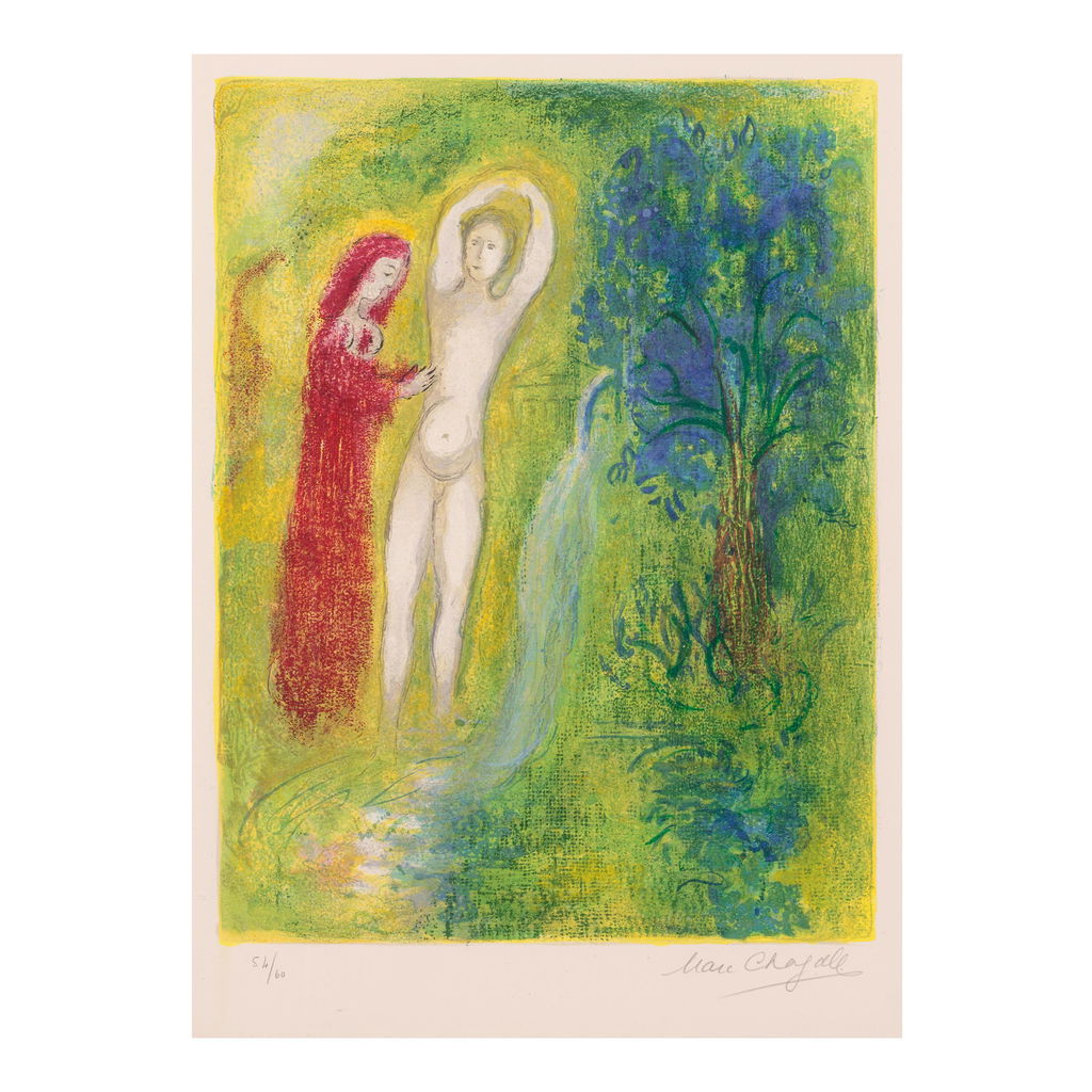 Daphnis et Chloé au Bord de la Fontaine, from Daphnis et Chloé by Marc Chagall sold for $14,100.
Image courtesy of Bonhams