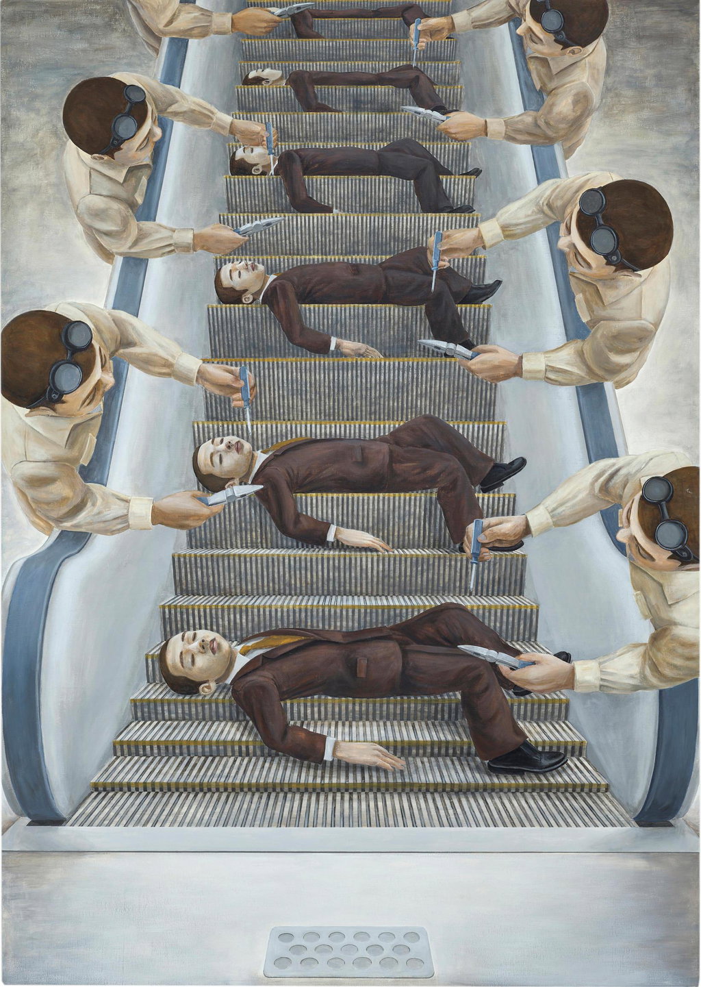 The Men On A Belt Conveyor (1996). Sold for $1.29m in 2024. Image courtesy of Bonhams