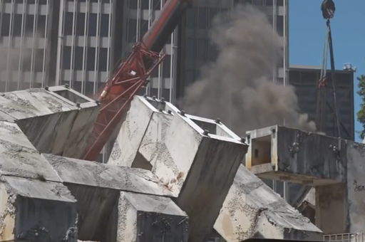 Vaillancourt Fountain catches fire mid demolition