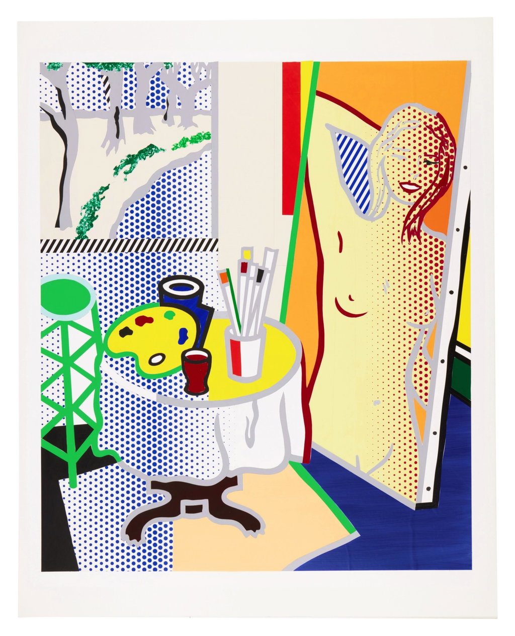 Interior with Painting of Nude (Study) by Roy Lichtenstein estimated at $1m (low) to $1.5m (high). Image courtesy of Sotheby's
