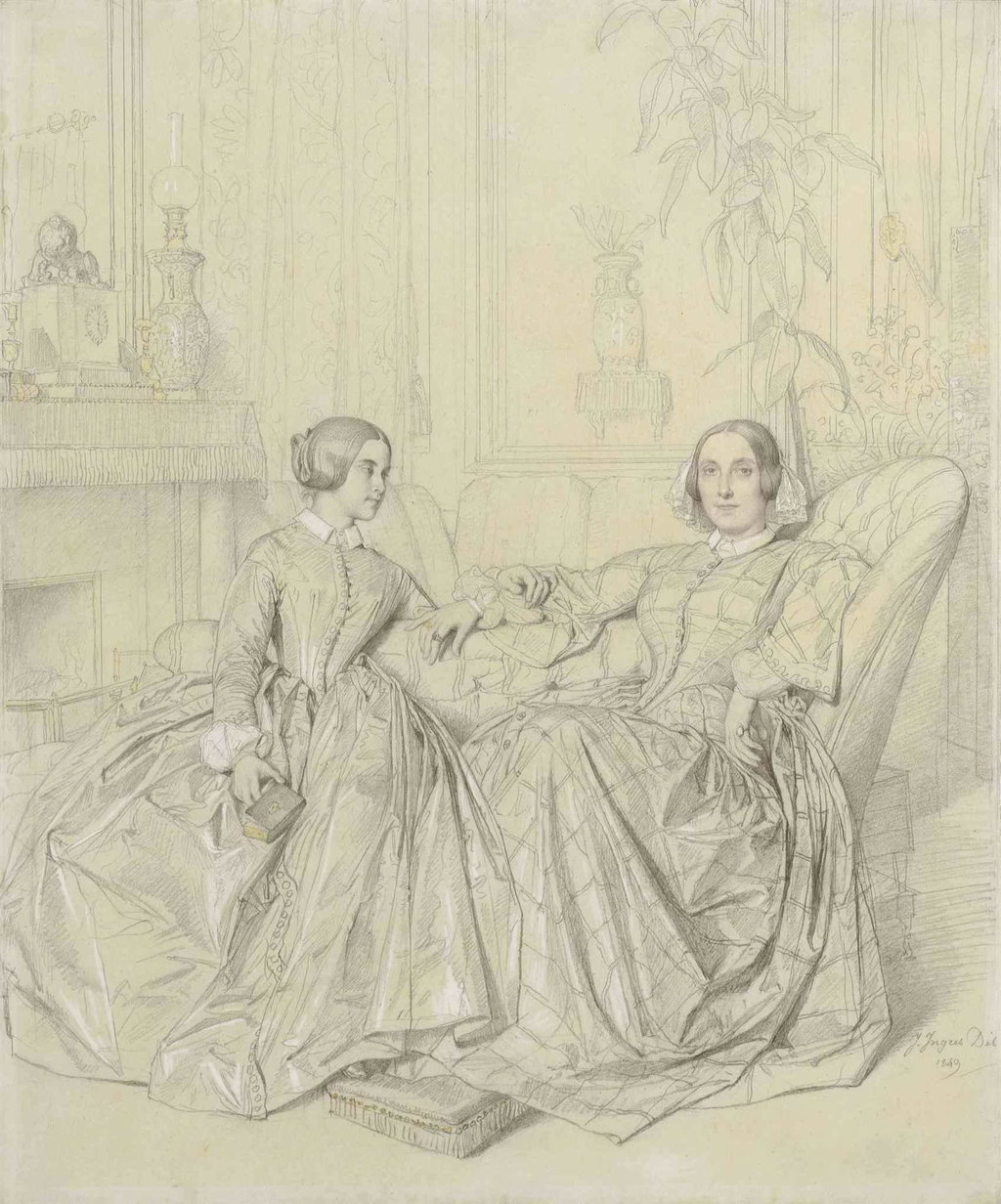 Comtesse Charles d'Agoult née Marie d'Agoult and her daughter Claire d'Agoult (1849). Sold for $1.1m in 1989. Image courtesy of Couturier & Nicolay