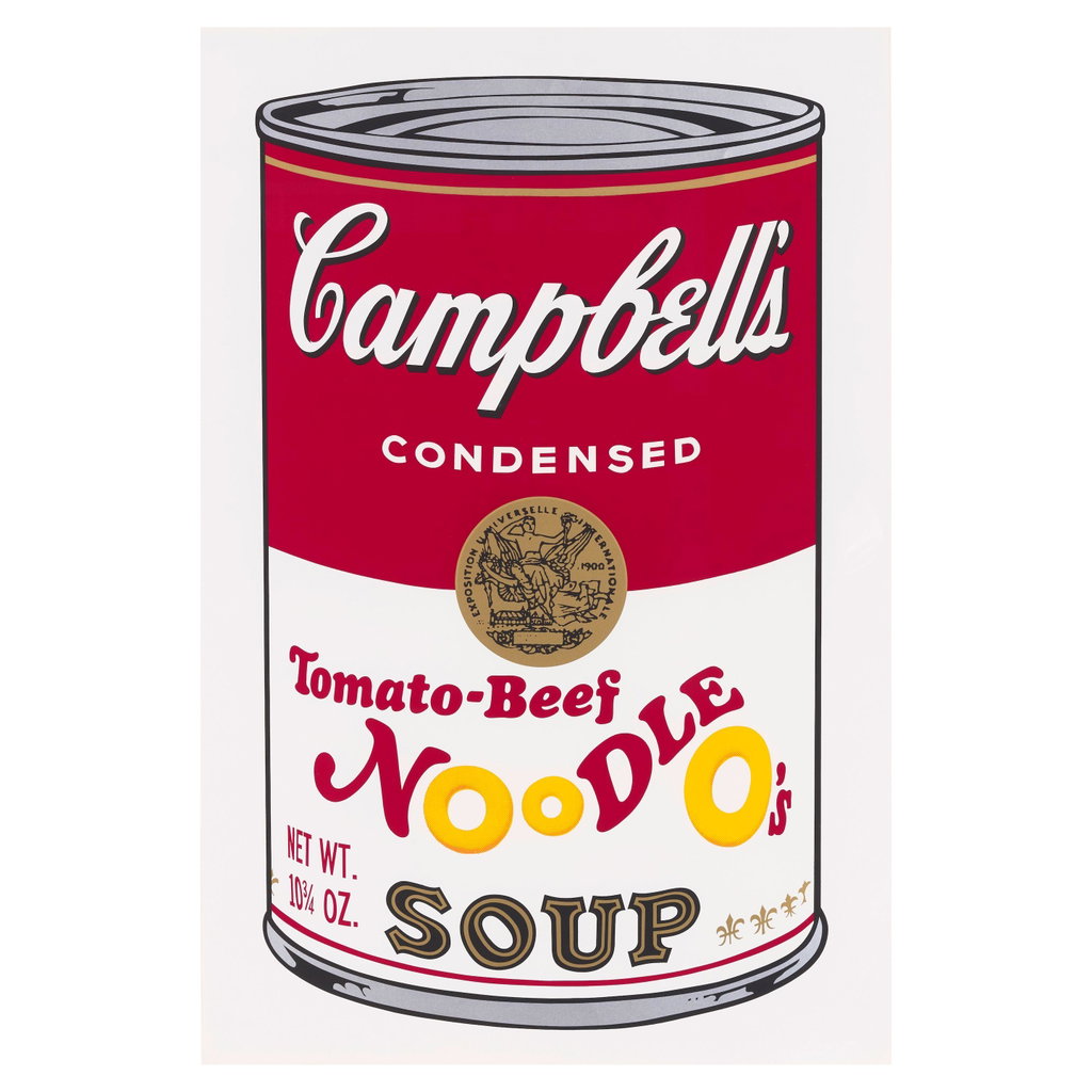 Tomato-Beef Noodle O's, from Campbell's Soup II by Andy Warhol sold for $44,800. Image courtesy of Bonhams