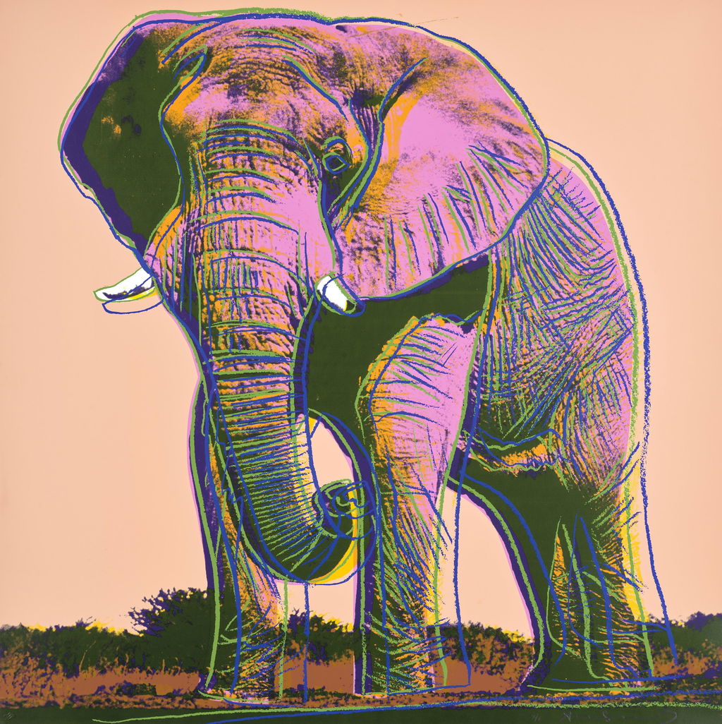 African Elephant, from Endangered Species  by Andy Warhol sold for $292,500.
Image courtesy of Phillips