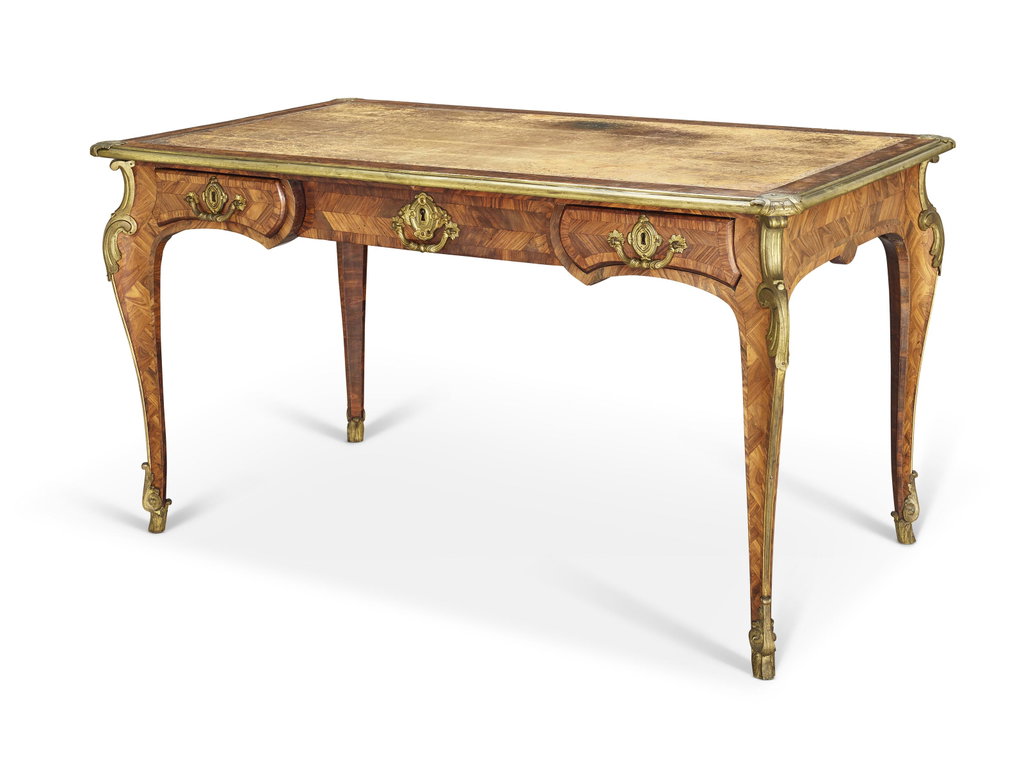 A SMALL REGENCY PERIOD FLAT DESK by Attributed to the Workshop of the Sons of André-Charles Boulle sold for $370,100 (697% above estimate). Image courtesy of Christie's