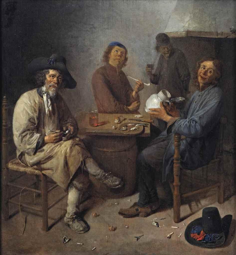 Peasants Smoking And Drinking In An Interior. Image courtesy of Christie's