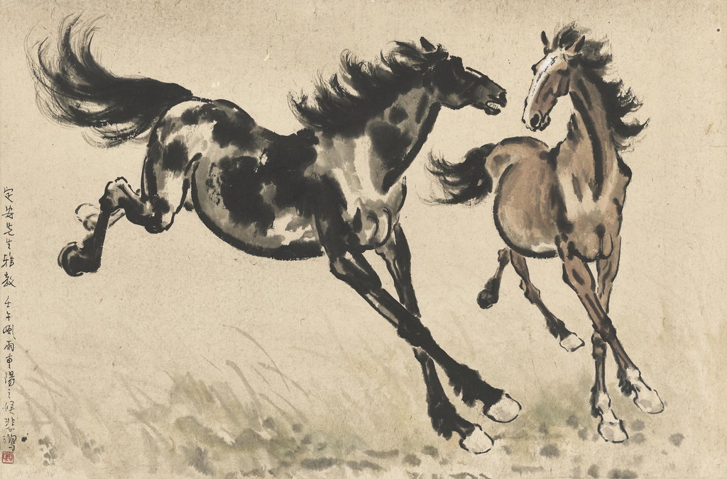Two Galloping Horses by Xu Beihong sold for $680,700. Image courtesy of Christie's