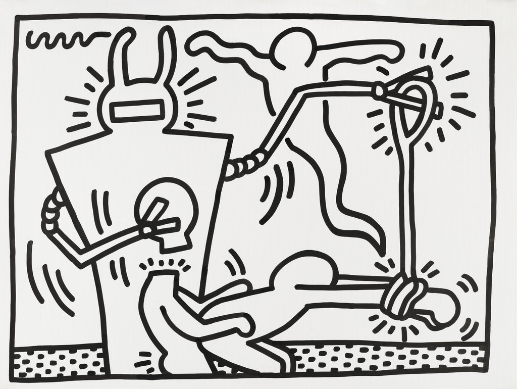 Untitled by Keith Haring estimated at $280,100 (low) to $392,200 (high). Image courtesy of Christie's