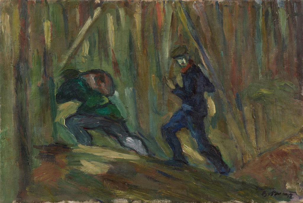 Kaninchendiebe im Hermsdorfer Wald (Rabbit Thieves in the Hermsdorf Forest). Image courtesy of Sotheby's