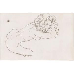 Female Nude by Egon Schiele sold for $577,500. Image courtesy of SBI Art Auction Co.
