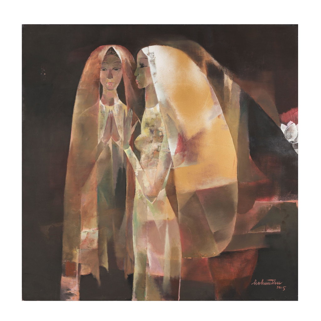 Two Women by Ho Huu Thu sold for $17,700. Image courtesy of Bonhams Cornette de Saint Cyr