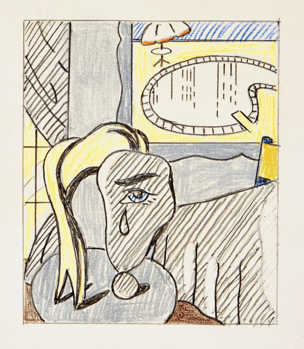 Interior with Swimming Pool Painting (Study) by Roy Lichtenstein estimated at $400,000 (low) to $600,000 (high). Image courtesy of Sotheby's