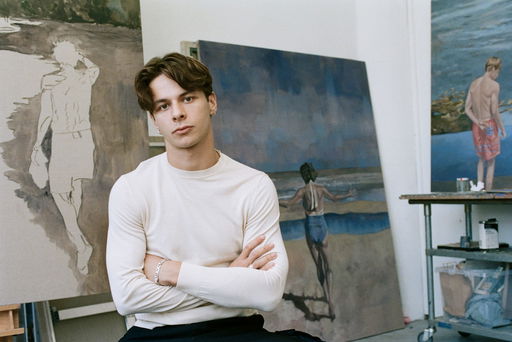 In Emil Sands’s Paintings, Figures Move In and Out of Beachside Dreams