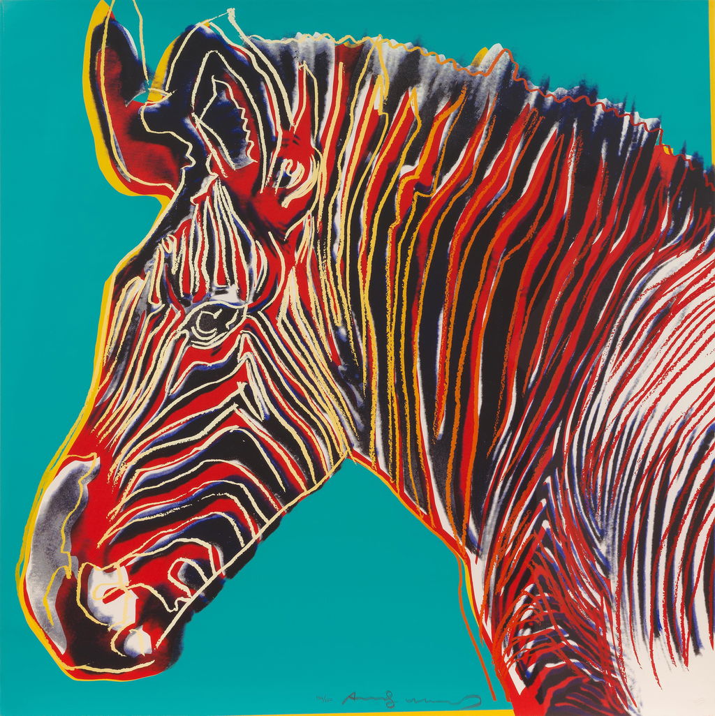 Grevy's Zebra, from Endangered Species by Andy Warhol sold for $199,500.
Image courtesy of Bonhams