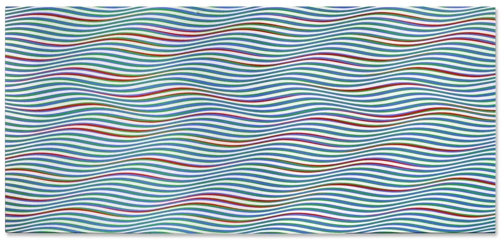 Bridget Riley's Streak 2 (1979) sold for $6.9m, setting a new auction record for the artist. Image courtesy of Christie's