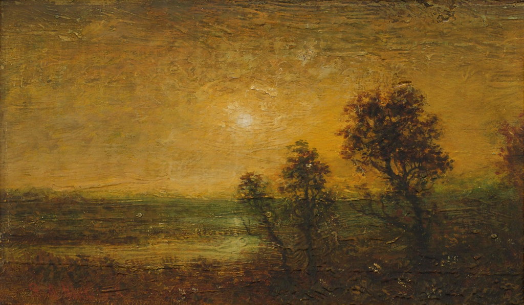 Untitled (Landscape, Sunset) by Ralph Albert Blakelock sold for $45,100. Image courtesy of Phillips