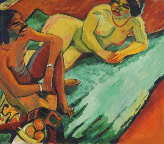 Inder und Frauenakt / Früchte (Rückseite) by Max Pechstein estimated at $2.33m.
Image courtesy of Ketterer Kunst Live