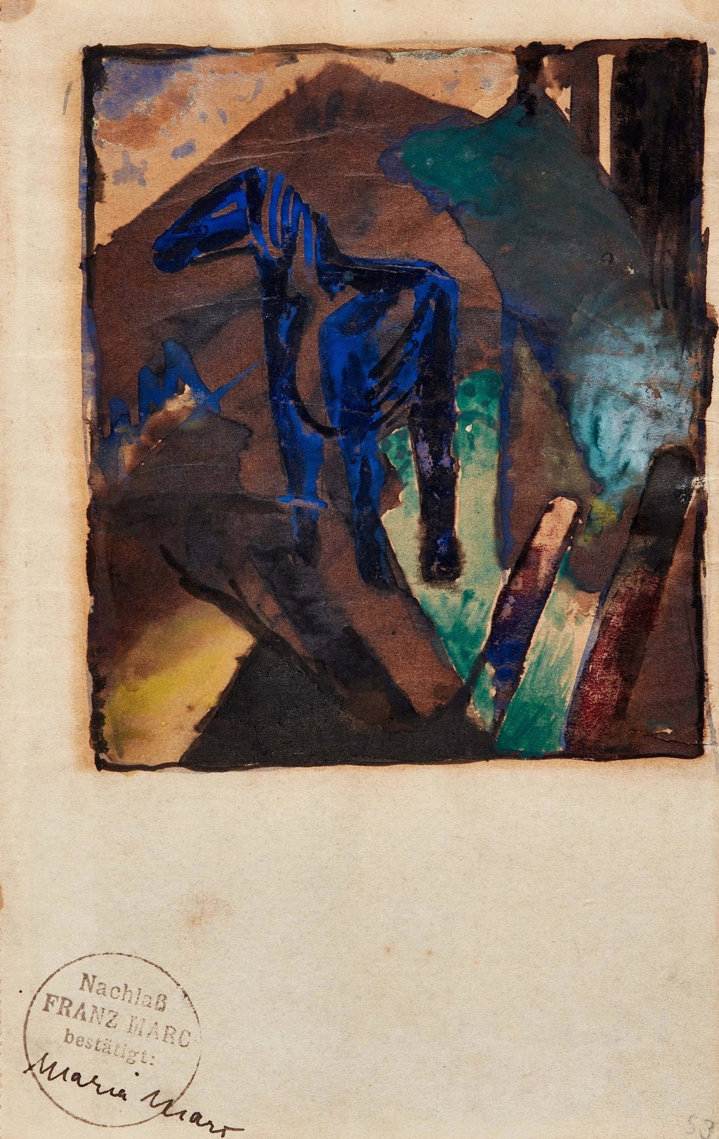 Blaues Pferd I by Franz Marc sold for $85,100. Image courtesy of Sotheby's