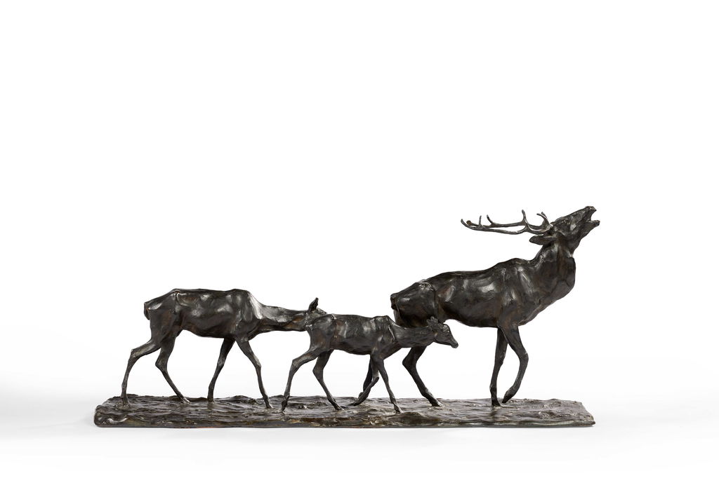 Roaring Stag Followed by a Doe and Her Fawn by Rembrandt Bugatti sold for $1.24m.
Image courtesy of Artcurial