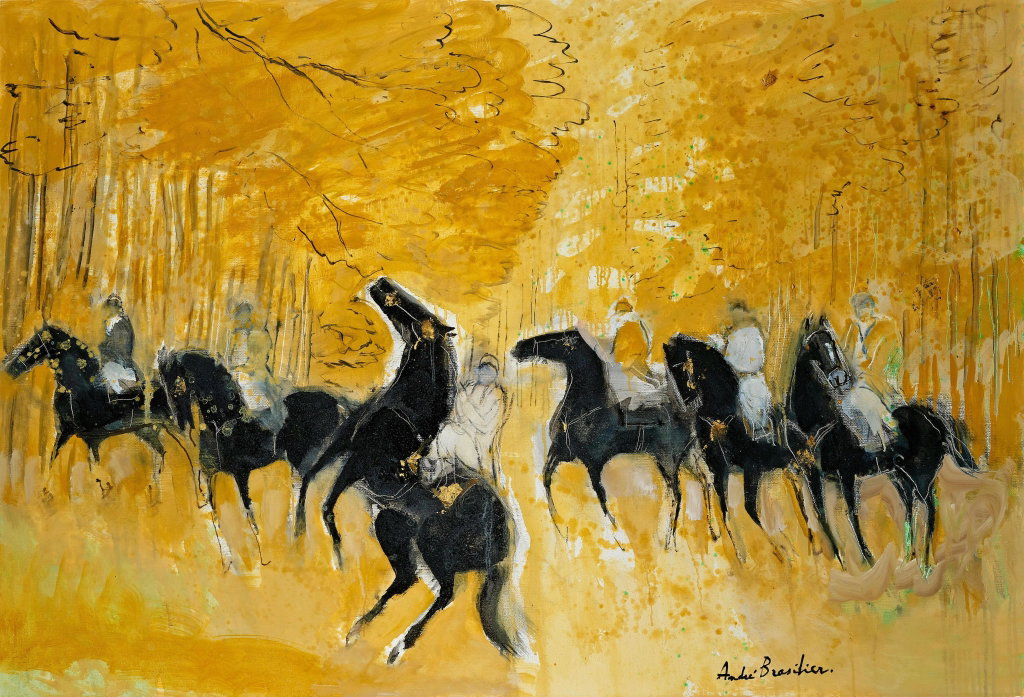 La Forêt d'or by Andre Brasilier sold for $133,400. Image courtesy of Bonhams