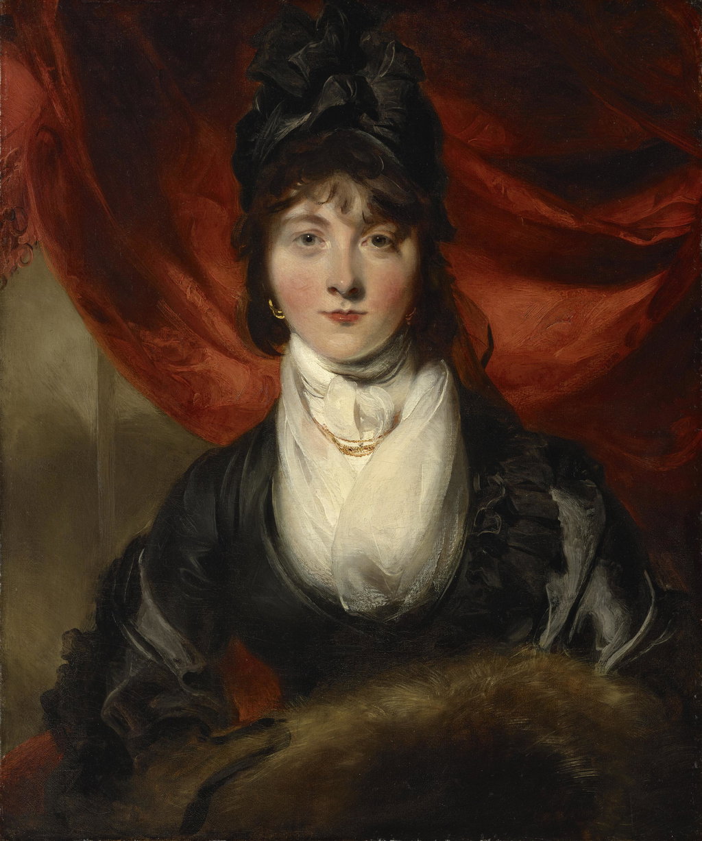 Portrait of Felicity Jean Trotter (1774-1844), bust-length, wearing a black satin gown and a fur muff. Image courtesy of Christie's