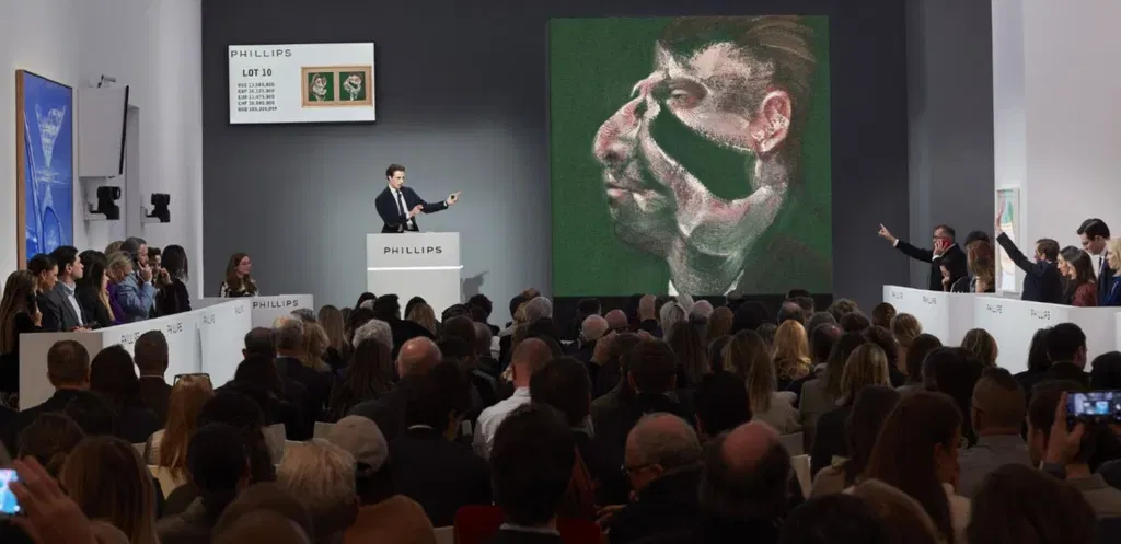 Francis Bacon’s Study for Head of Isabel Rawsthorne and George Dyer was among the top lots sold by Phillips in 2025. Image courtesy of Phillips
