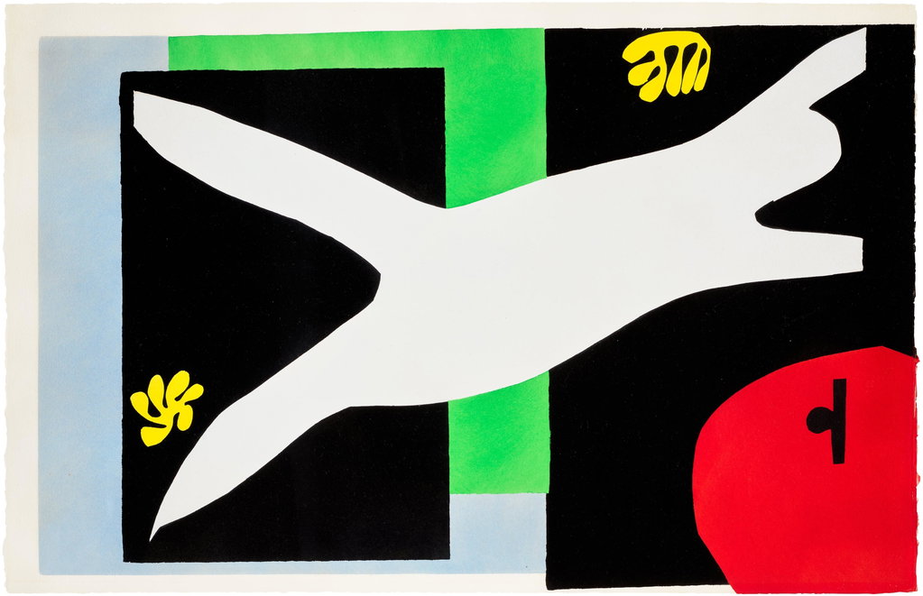 La nageuse dans l'aquarium (The Swimmer in the Tank), plate 12 from Jazz by Henri Matisse sold for $38,300 (304% above estimate). Image courtesy of Phillips