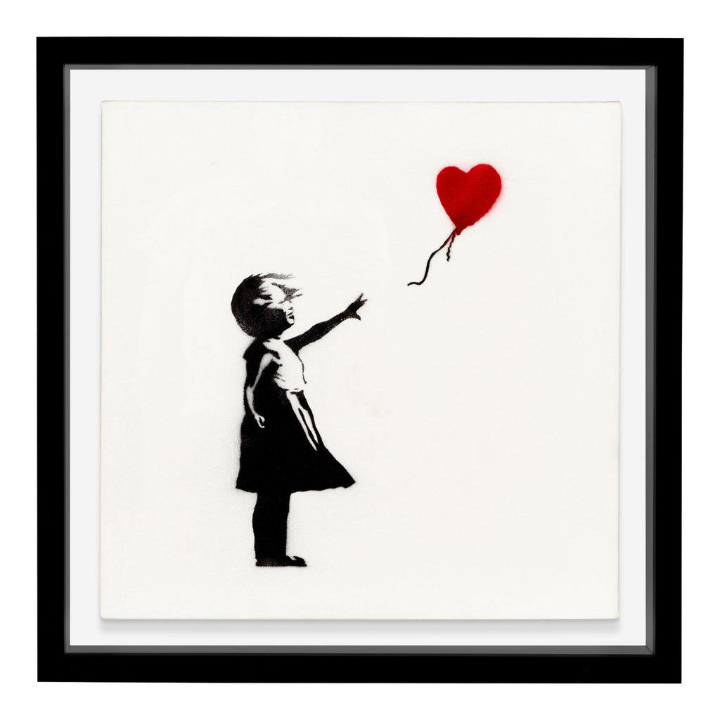 Girl and Balloon by Banksy sold for $953,000. Image courtesy of Bonhams