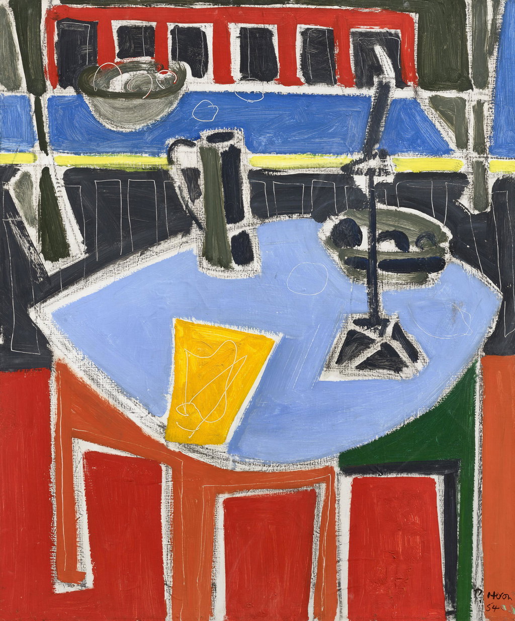 Blue Table and Red Carpet by Patrick Heron sold for $212,000. Image courtesy of Christie's