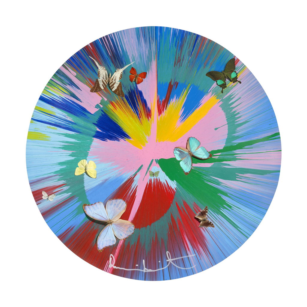 Beautiful Lovely Stuff You Make Me Feel All Gooey Like Candy Floss Charity Painting (With Butterflies). Image courtesy of Christie's