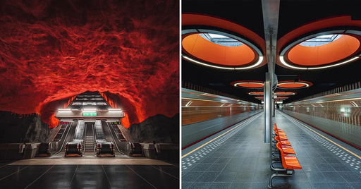 european metro stations unfold as mirrored worlds of calm in thibault drutel's photo series