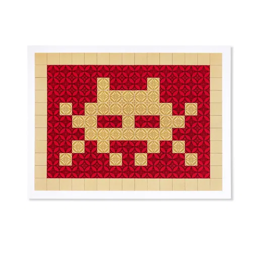 Obey Invader Medium beige red Postcard