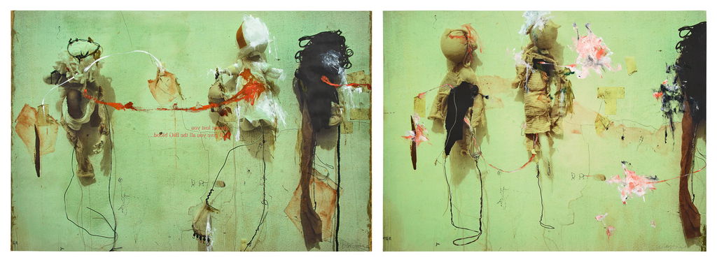 Two works: (i) Three Actors With The Blood 01; (ii) Three Actors With The Blood 02. Image courtesy of Phillips