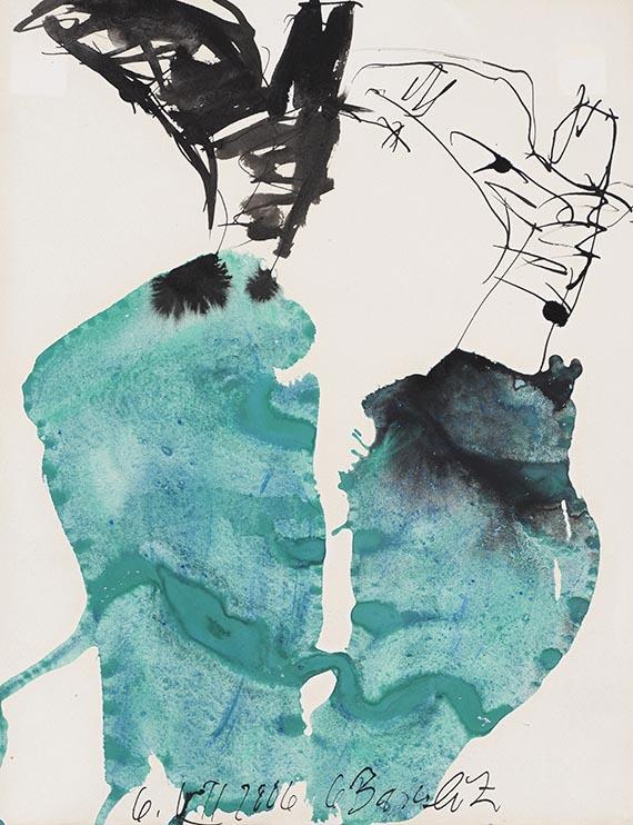 Ohne Titel by Georg Baselitz sold for $23,300. Image courtesy of Ketterer Kunst