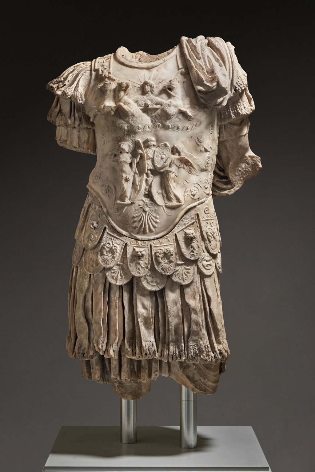 A Marble Torso of an Emperor, Roman Imperial, Julio-Claudian by Ancient Roman estimated at $8m (low) to $12m (high). Image courtesy of Sotheby's