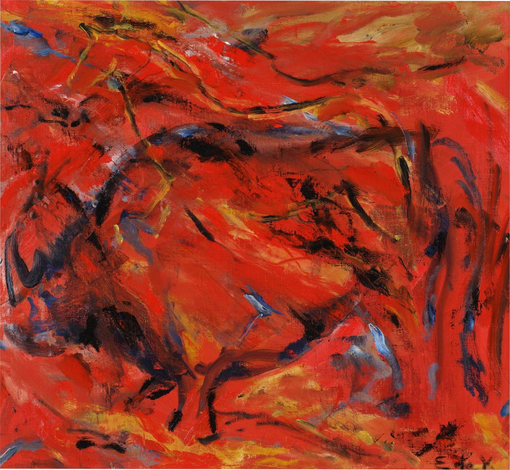 Red Rhino and Horse (Cave #94) by Elaine de Kooning sold for $179,200. Image courtesy of Sotheby's