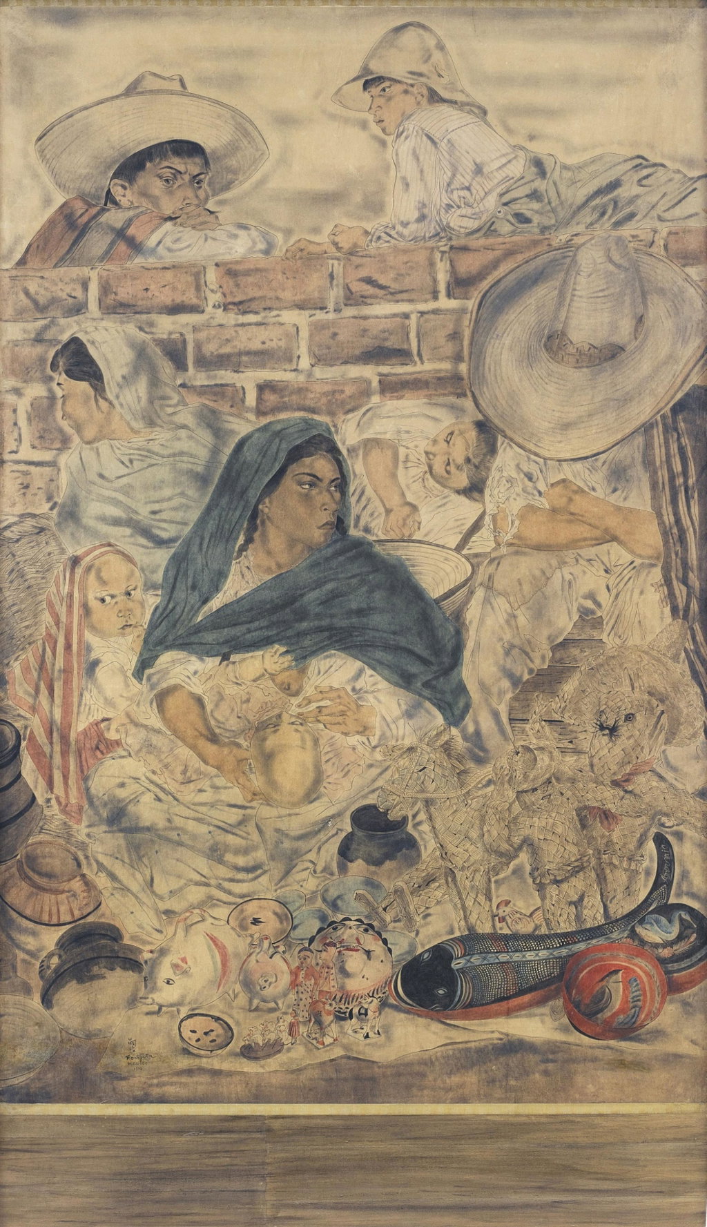 Le Mexique by Tsuguharu Foujita sold for $554,800. Image courtesy of Sotheby's